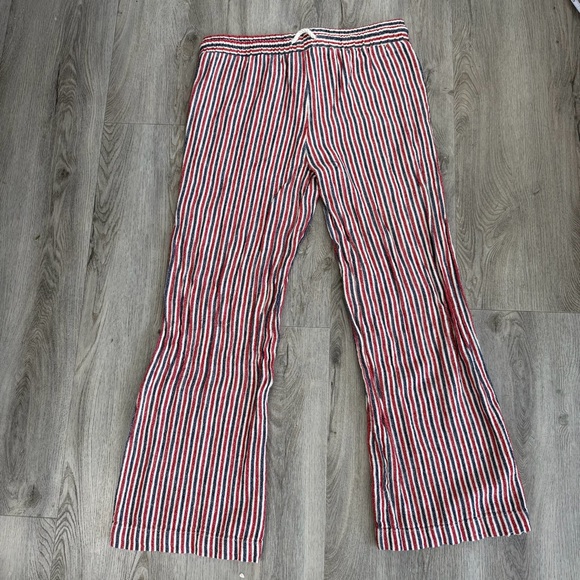 Indigo Rein Linen Pants Womens Large Multicolor Striped Wide Leg Rayon - Picture 6 of 11